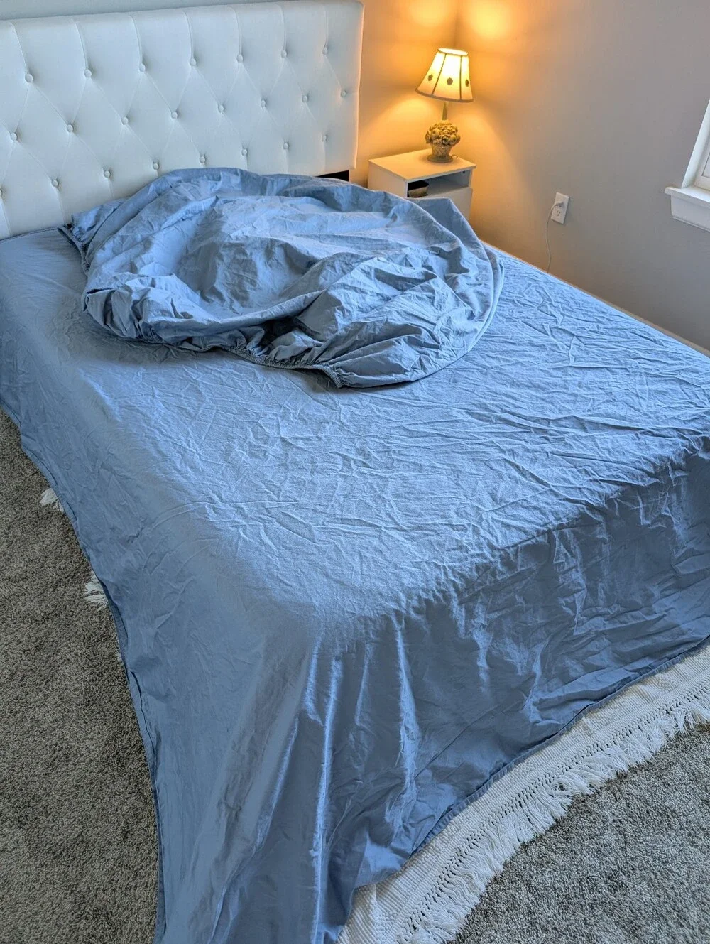 Threshold King Blue Cotton Flat & Fitted Sheet Cooling Breathable
